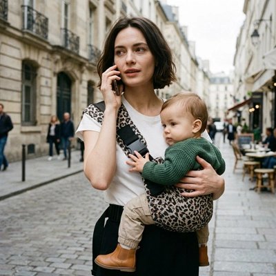 Porte bebe maman en promenade