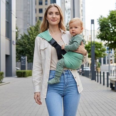 Porte bebe maman en promenade