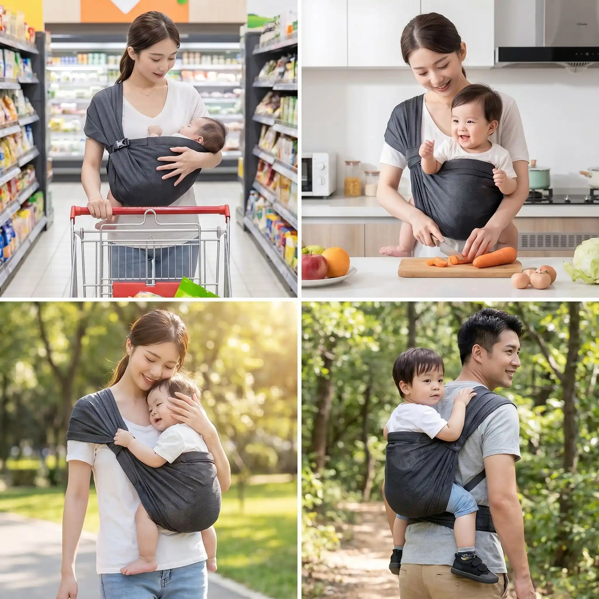 Echarpe de portage multiposition pour bébé