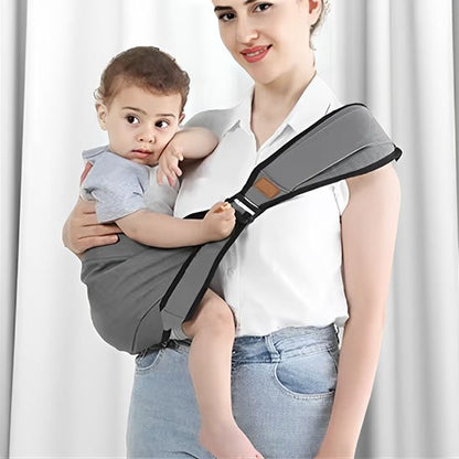 Porte bebe hanche gris enfant sur la hanche