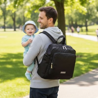 Sac à dos à langer papa en promenade