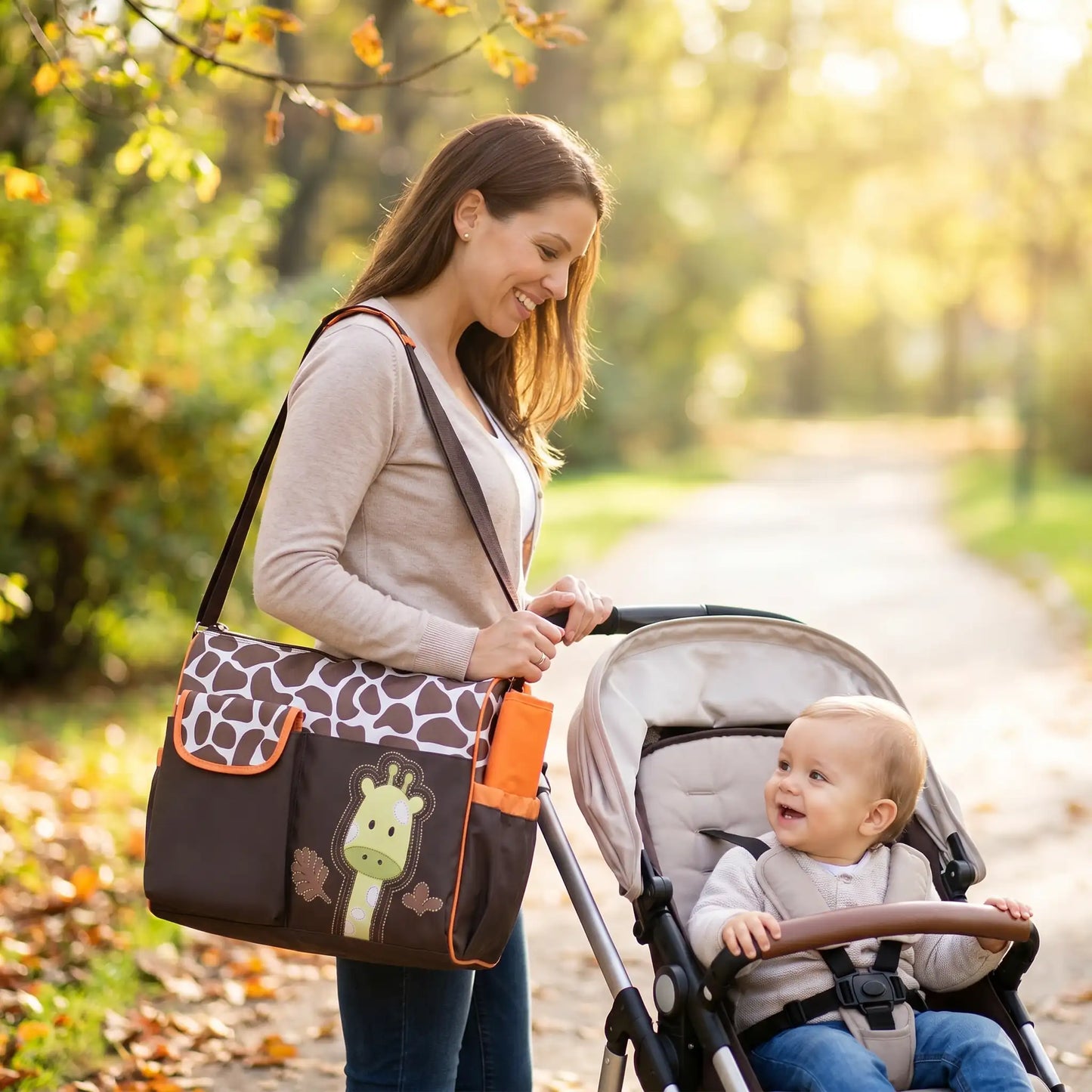 Sac a langer bebe girafe orange