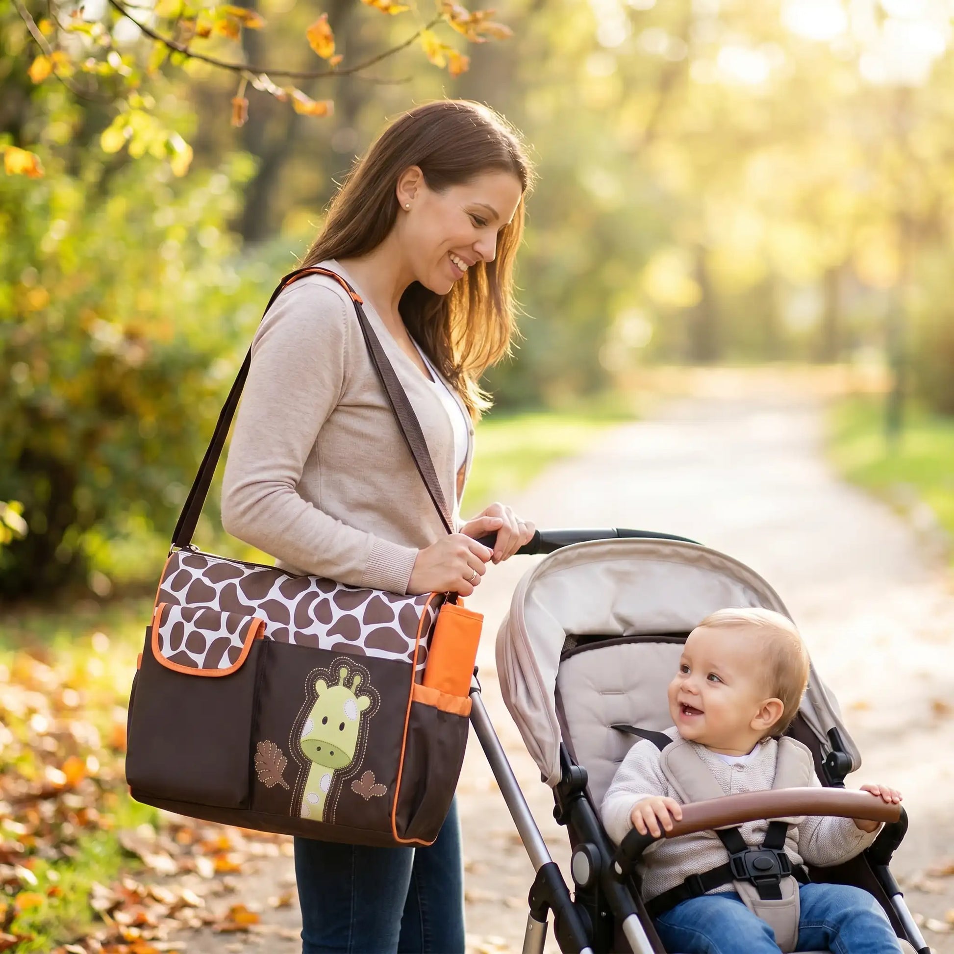 Sac a langer bebe girafe orange