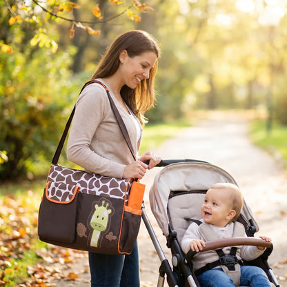 Sac a langer bebe girafe orange