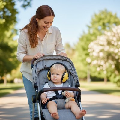 Casque anti bruit bébé en proenade