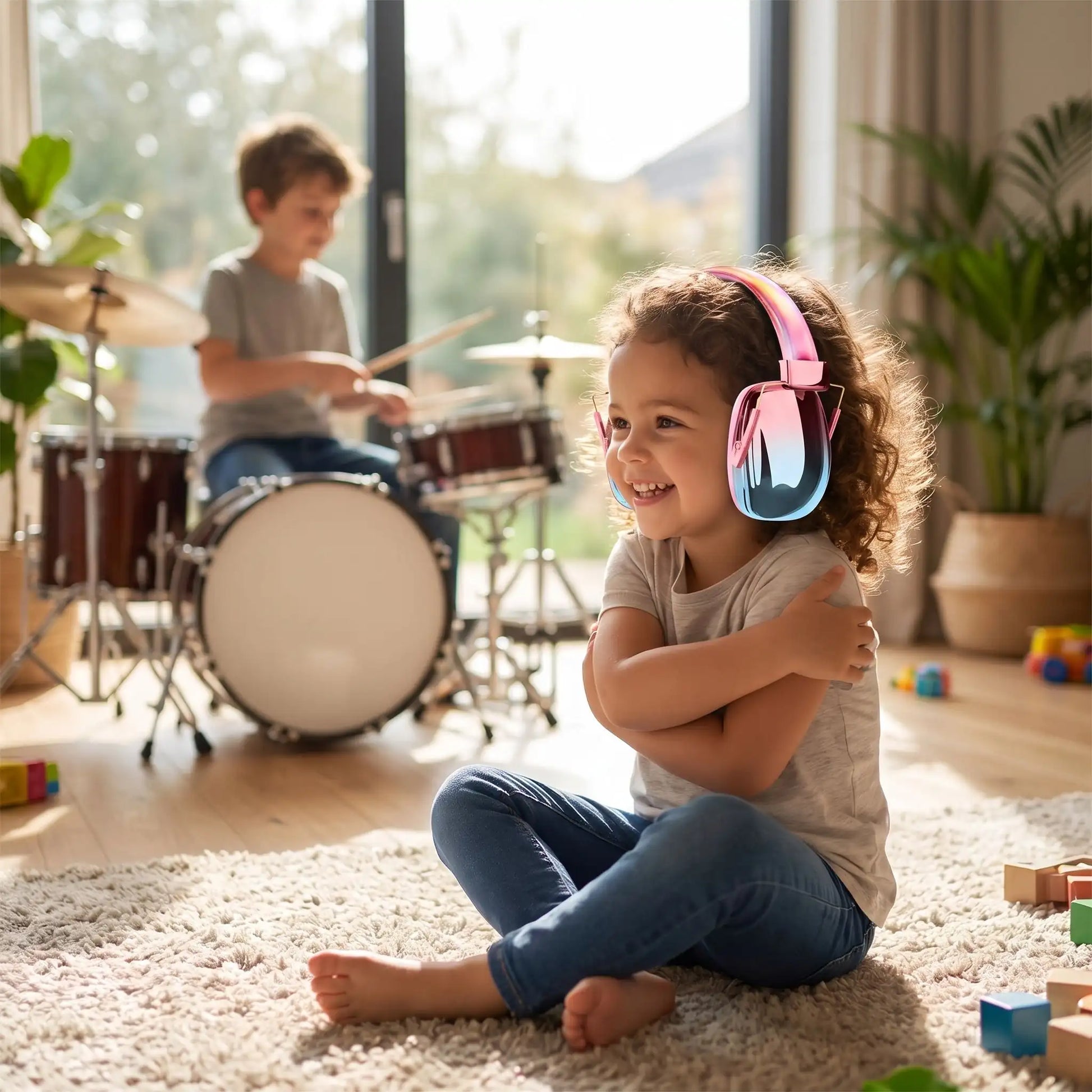 casque anti bruit enfant joue à la maison