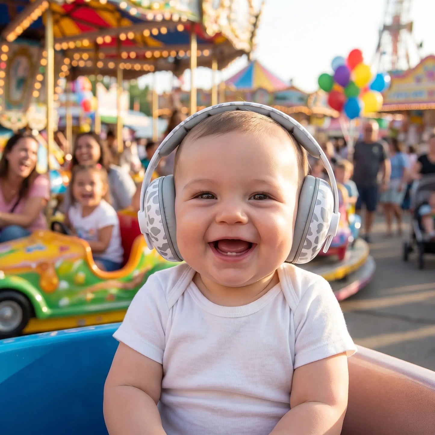 casque anti bruit sur bébé endormi en parc