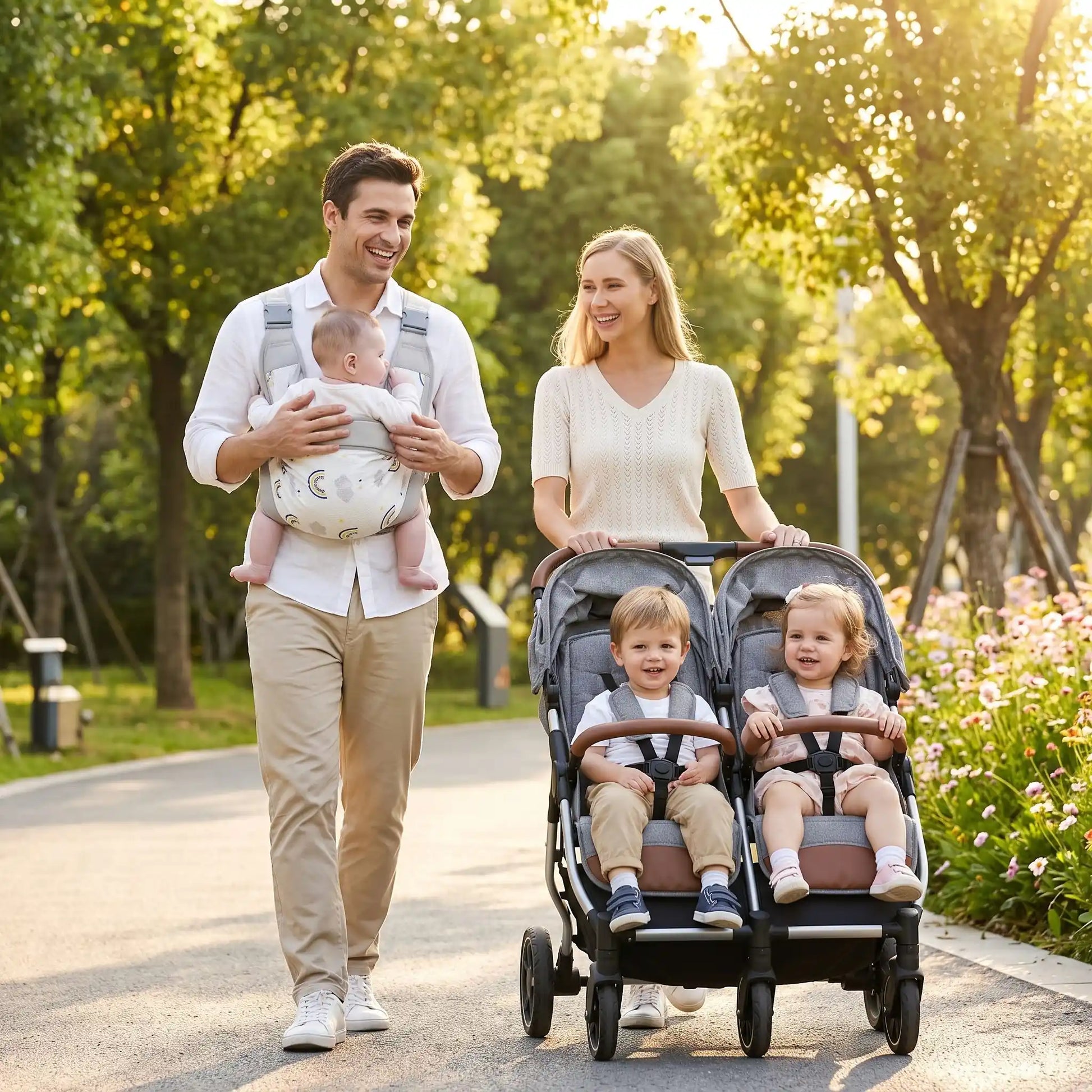 porte bebe naissance en famille promenade