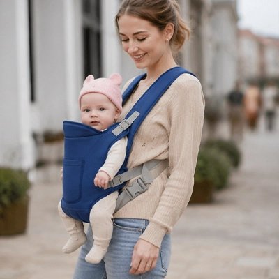 Porte bebe sur maman en promenade
