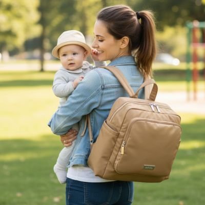 Sac à dos à langer beige