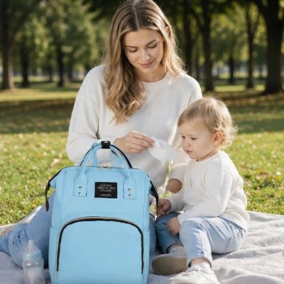 Sac à dos à langer bleu