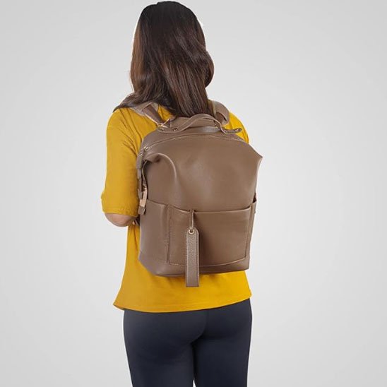 sac à dos à langer marron